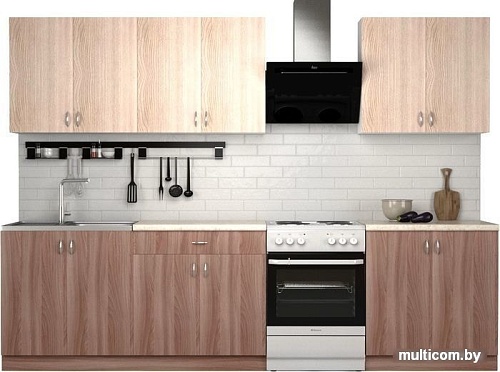 Готовая кухня S-Company Клео лайт 2.4 (ясень шимо темный/ясень шимо светлый)