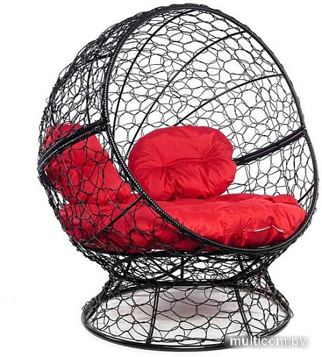 Кресло M-Group Апельсин 11520406 (черный ротанг/красная подушка)