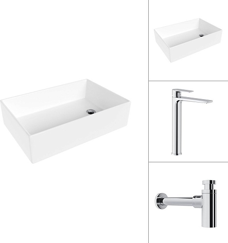 Умывальник Lauter 21518-1 + Reef 21CK8678C с сифоном 21635CH (хром)