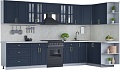 Готовая кухня Интерлиния Мила Шато 1.7x3.5 правая (индиго/индиго/опал светлый)