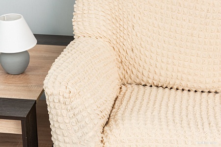 Комплект чехлов для дивана и кресла Софатэкс Стандарт КПО-5 (с оборкой ваниль)