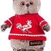 Мягкая игрушка Basik &amp; Co Басик в красном свитере с петушком (19 см)