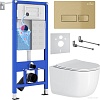 Унитаз подвесной Roxen Vortex в комплекте с инсталляцией StounFix Dual Fresh 6 в 1 968090 (кнопка: брашированное золото)