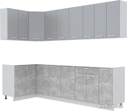 Интерлиния Мила Лайт 1.2x2.7 без столешницы (серебристый/бетон)