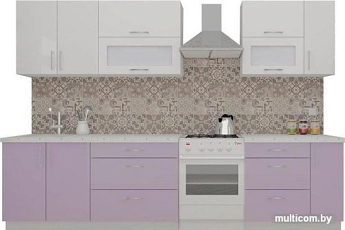 Кухня ВерсоМебель ВерсоЛайн 8-2.5 (белый 001/вереск 010)