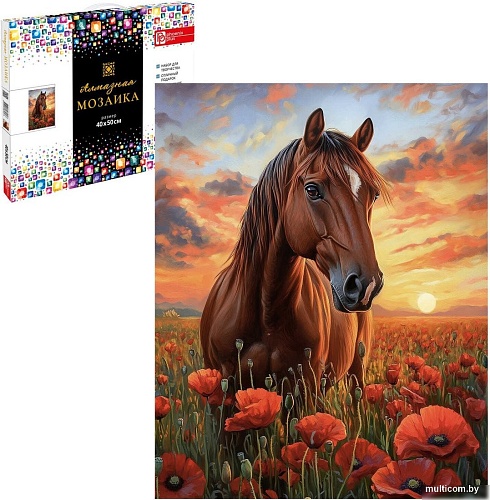 Алмазная мозаика Феникс+ Лошадь в маковом поле 70856