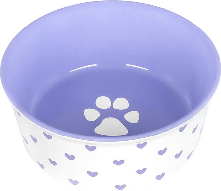 Миска Elan Gallery Лапка на сиреневом и сердечки 230221