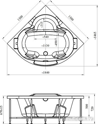 Ванна Radomir Сорренто 3 130x130