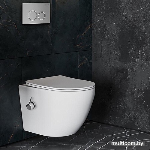 Унитаз подвесной Roxen Antares Bidet в комплекте с инсталляцией StounFix Slim 6 в 1 932494 (кнопка: хром матовый)