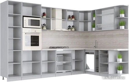 Готовая кухня Интерлиния Мила Крафт 1.88x3.2 правая (дуб лазурный)