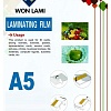 Пленка для ламинирования Won Lami глянцевая A5 75 мкм, 100 л