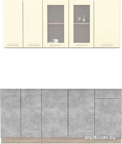 Интерлиния Мила 18-60 без столешницы (ваниль/бетон)