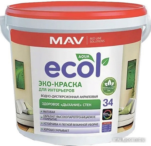 Краска Ecol 33 ВД-АК-1033 11 л (белый)
