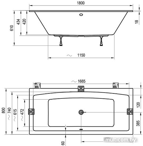 Ванна Ravak Formy 02 Slim 180x80 C891300000