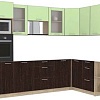 Готовая кухня Интерлиния Мила 1.68x2.8 левая без столешницы (салатовый/дуб венге)