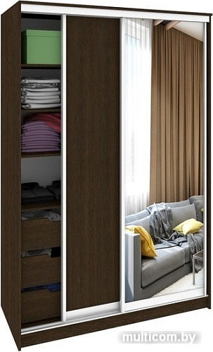 Шкаф-купе Кортекс-мебель Сенатор ШК10 Классика ДСП с зеркалом (венге)