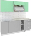 Кухня Кортекс-мебель Корнелия Мара 2.0м (салатовый/серый/королевский опал)