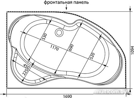 Ванна Aquanet Capri 170x110 R