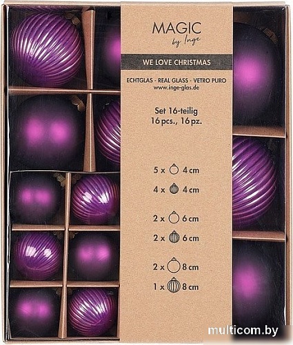 Елочная игрушка Inge's Christmas One-Two-Tree! 16420P418 (16шт, фиолетовый)