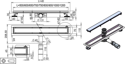 Трап/канал Roxen GunMetal 91050-120GM