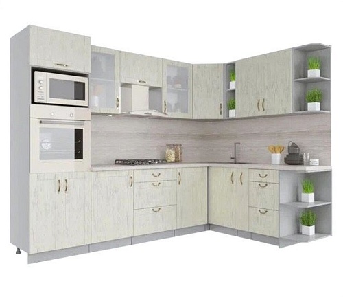 Готовая кухня Интерлиния Мила Крафт 1.88x2.8 правая (дуб снежный)