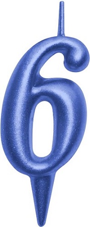 Свеча для торта Мультидом Овал Цифра 6 МС5-46 (синий)
