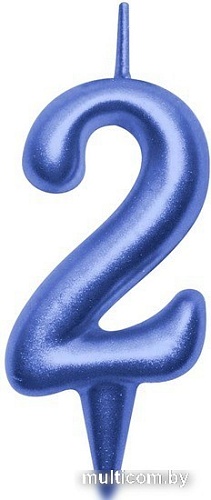 Свеча для торта Мультидом Овал Цифра 2 МС5-42 (синий)