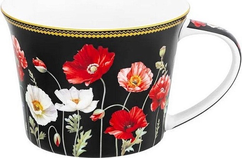 Набор чашек Elan Gallery Маки на черном New Bone China 420673_2