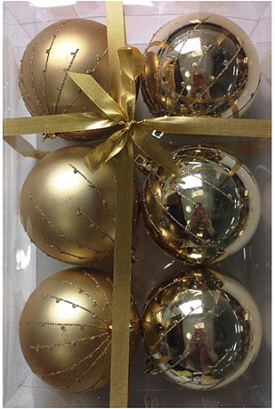 Елочная игрушка Волшебная страна Классика 007492 (6 шт, золото)