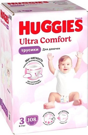 Трусики-подгузники Huggies Ultra Comfort Girl Box 3 (108 шт)