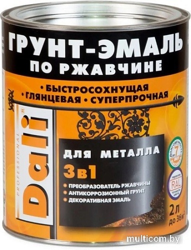 Грунт-эмаль Dali По ржавчине 3 в 1 0.75 л (водная синь)