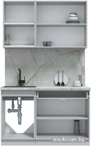 Готовая кухня Интерлиния Берес 1.3Б (дуб снежный/дуб королевский/серый каспий)