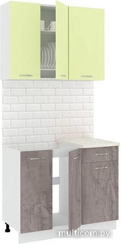 Готовая кухня Кортекс-мебель Корнелия Лира-лайт 1м (салатовый/оникс/королевский опал)