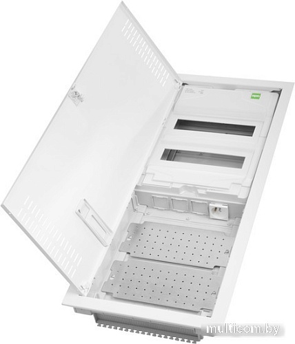 Бокс пластиковый Elektro-Plast MSF TWIN RP комбинированный, 2*12M+2xМП перф., N/PE-шинки, 1xSCHUKO, мет. дверь, белый RAL9016, 358x853x94mm, IP30