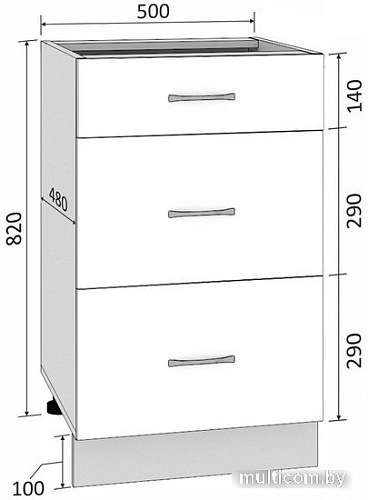 Шкаф напольный Кортекс-мебель Корнелия Мара НШ50р3ш без столешницы (синий)