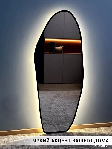 Зеркало с подсветкой eMZe 49х115 LED.UV.NF.49.115.CHE.4K (черный с УФ-окантовкой и подсветкой)