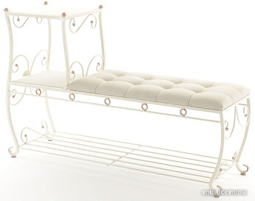 Банкетка AMC 8(1200)33 с этажеркой (слоновая кость/бежевый)