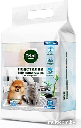 Одноразовая пеленка Triol с угольным фильтром на липучках 30551008 60x60 см (12 шт)
