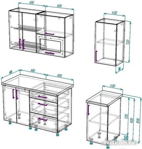 Кухня ВерсоМебель ВерсоЛайн 6-1.6 (ясень шимо светлый/ясень шимо темный)