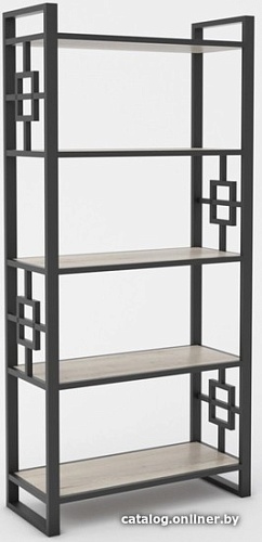 Стеллаж Hype Mebel Квадро 80x200 (черный/дуб галифакс натуральный)