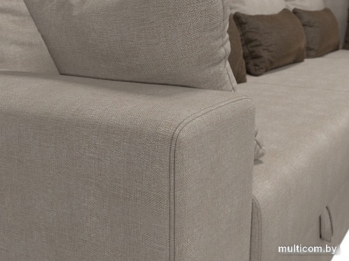 Угловой диван Лига диванов Майами Long 92 правый (рогожка бежевый/подушки бежевые/коричневые)