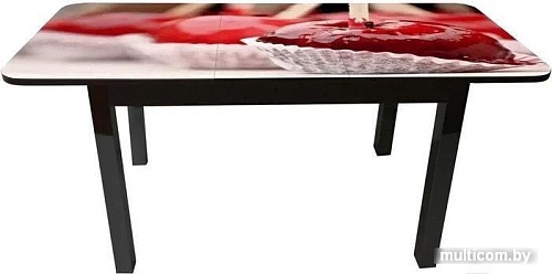 Кухонный стол Solt Рита 1с №1 (кромка черная/царга черная/ноги квадратные черные)