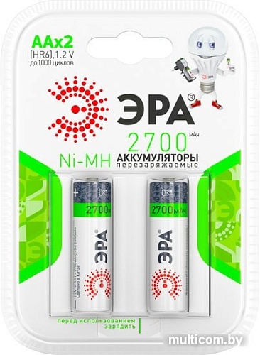 Аккумуляторы ЭРА AA 2700 mAh 2 шт. HR6-2BL