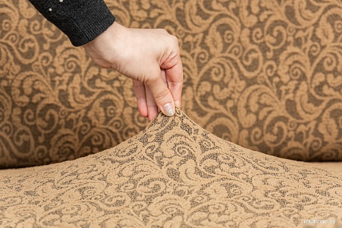 Чехол для дивана Софатэкс Стандарт ПО-1 Венеция с оборкой 01039 (кофе с молоком)