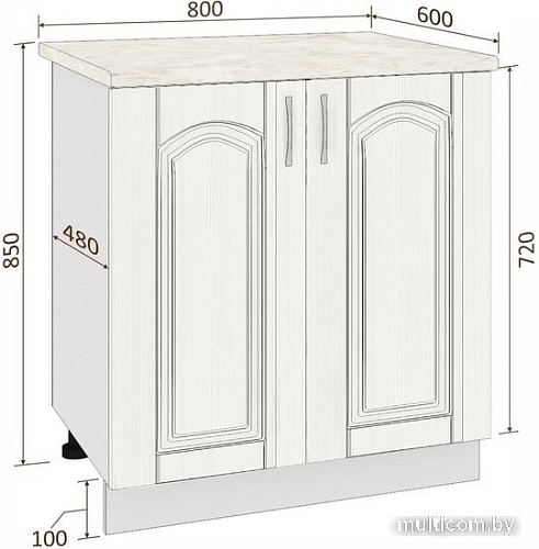 Шкаф напольный Кортекс-мебель Корнелия Ретро НШ80р (ясень белый-марсель)