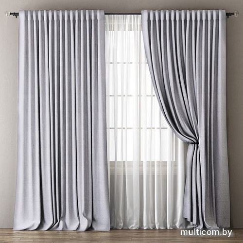 Комплект штор и гардин Pasionaria Омма 340x230 (3 шт, светло-серый)