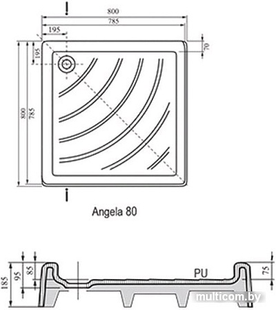 Душевой поддон Ravak Kaskada Angela PU 80x80