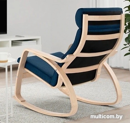 Кресло-качалка Ikea Поэнг (березовый шпон/шифтебу темно-синий) 393.028.22