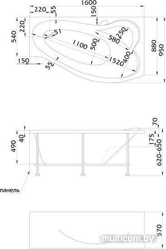 Ванна 1Марка Gracia 160x95R