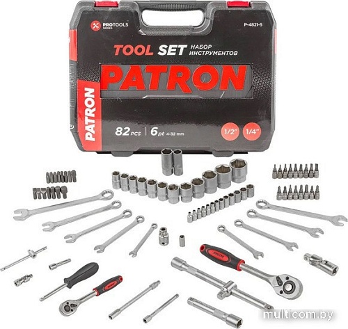 Набор трещотка с головками и битами Patron P-4821-5 (82 предмета)
